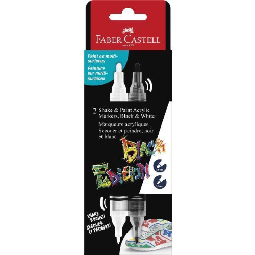 Astuccio 2 marcatori ShakePaint Black Edition nero e bianco Faber-Castell